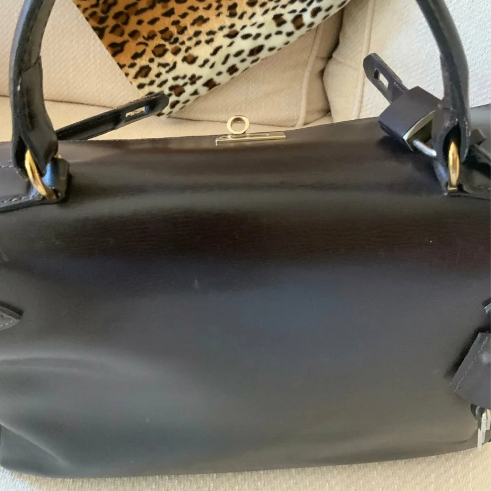 🦄 Vintage Made in Italy Boxcalf 32 Retourne Style Top Handle Lock Bag - Picture 7 of 16